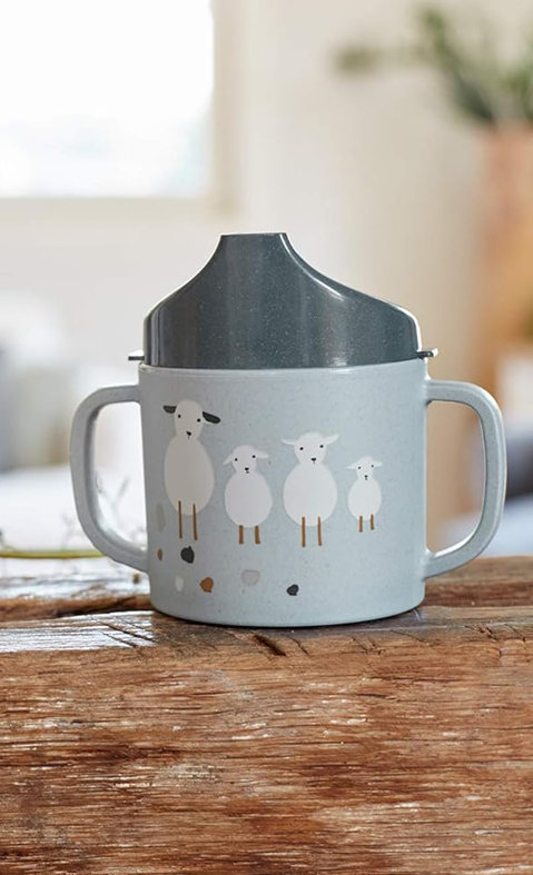 LASSIG Sippy Cup Tiny Farmer Sheep pohár s náustkom 150 ml 6 m+