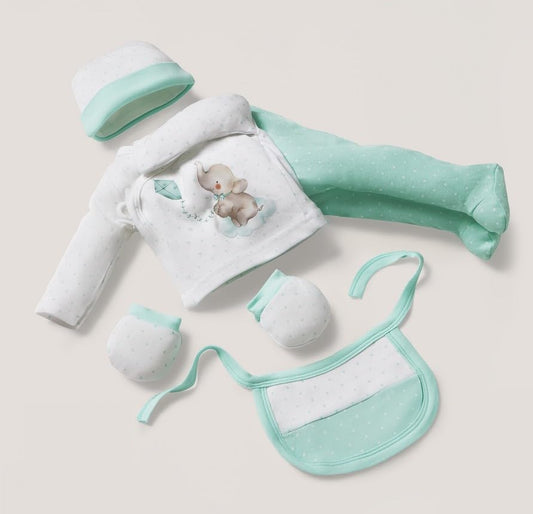 INTERBABY bavlnená darčeková súprava pyžamo čiapka ponožky podbradník pančuchy – fotografia produktu 2