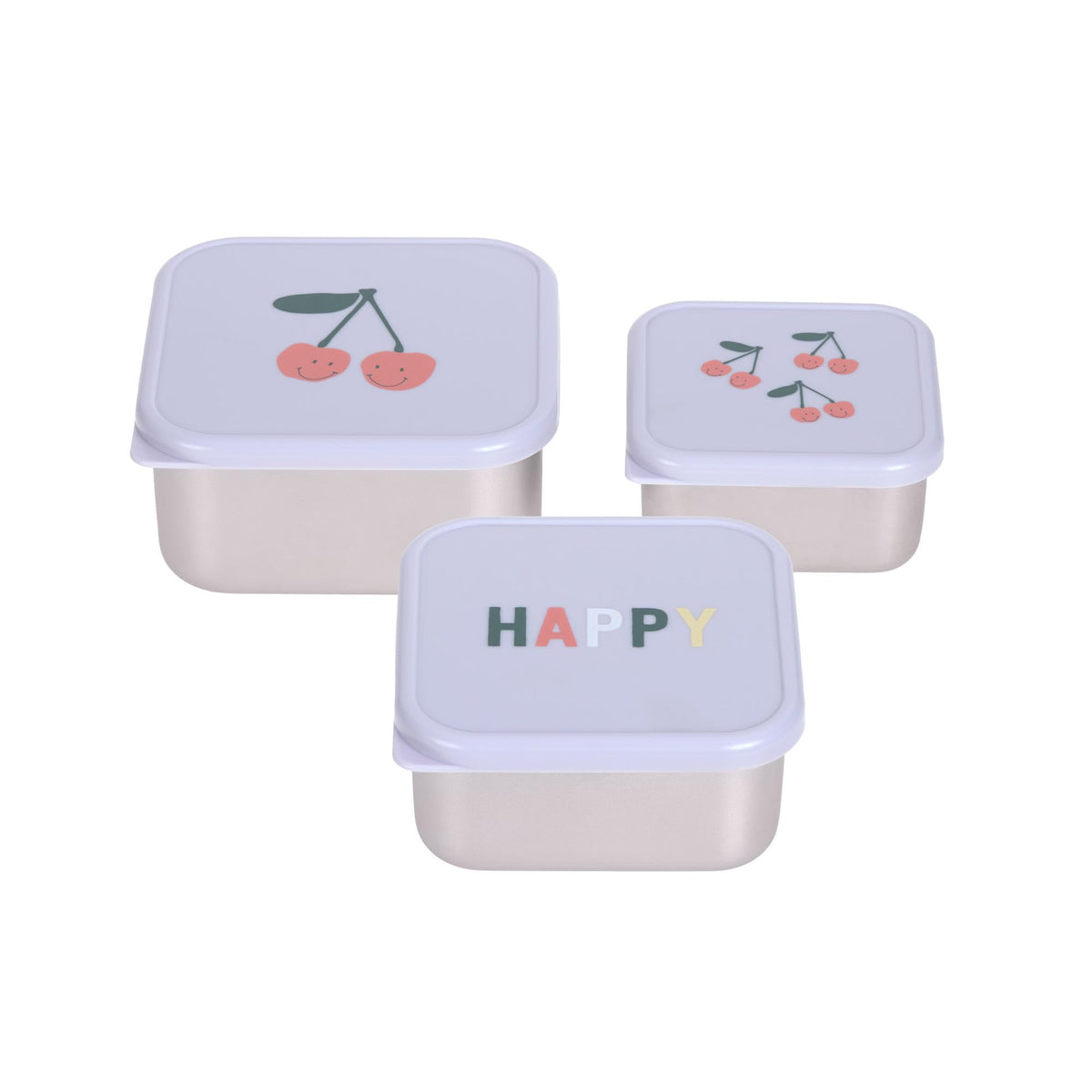 Lässig Happy Fruits oceľové nádoby na občerstvenie 3 ks