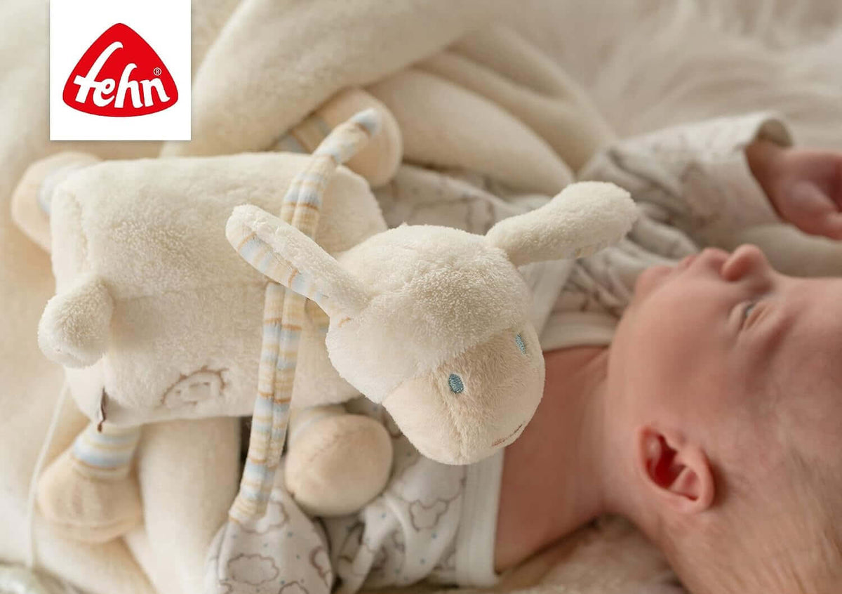 FEHN pendente de peluche com caixa de música OVELHA 17 cm canção de embalar de Brahms