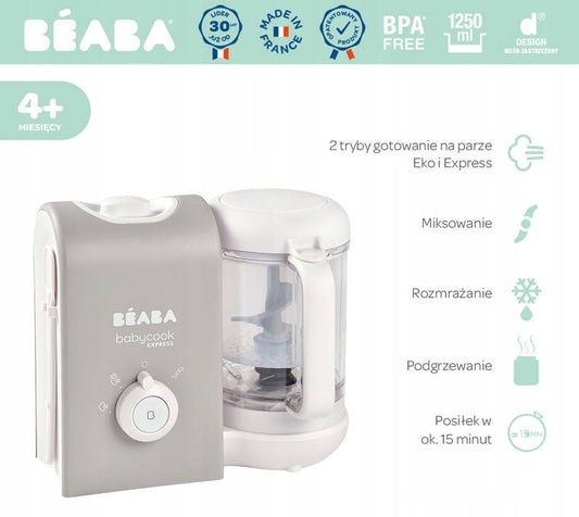 BEABA Babycook Express 4in1 Dampfgarer, Mixer, Auftau- und Aufwärmfunktion