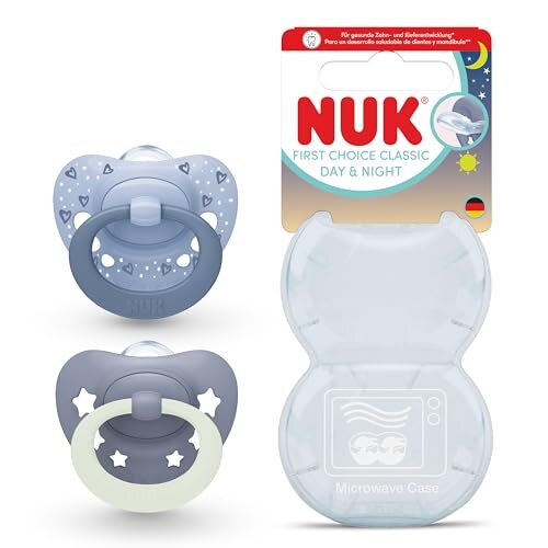 NUK First Choice Classic Day & Night smoczki 6-18m niebieskie 2 szt. – zdjęcie produktu 2