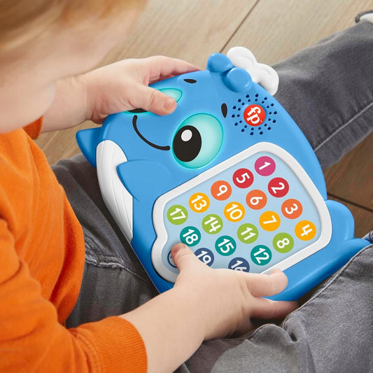 FISHER-PRICE interaktívna VEĽRYBA so svetlami, 120 melódiami a vetami, NEMECKÝ JAZYK