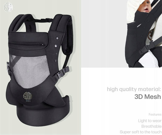Marsupiu ergonomic EBRAINIT cu plasă, de la 4 luni până la 18 kg