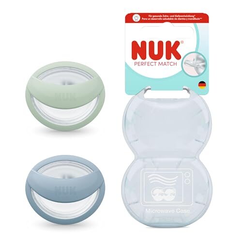 NUK Perfect Match succhietti 0-6 mesi, 2 pezzi, verde/blu
