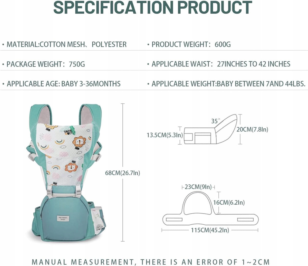 NUKIED ergonomische drager met heupband 6-in-1
