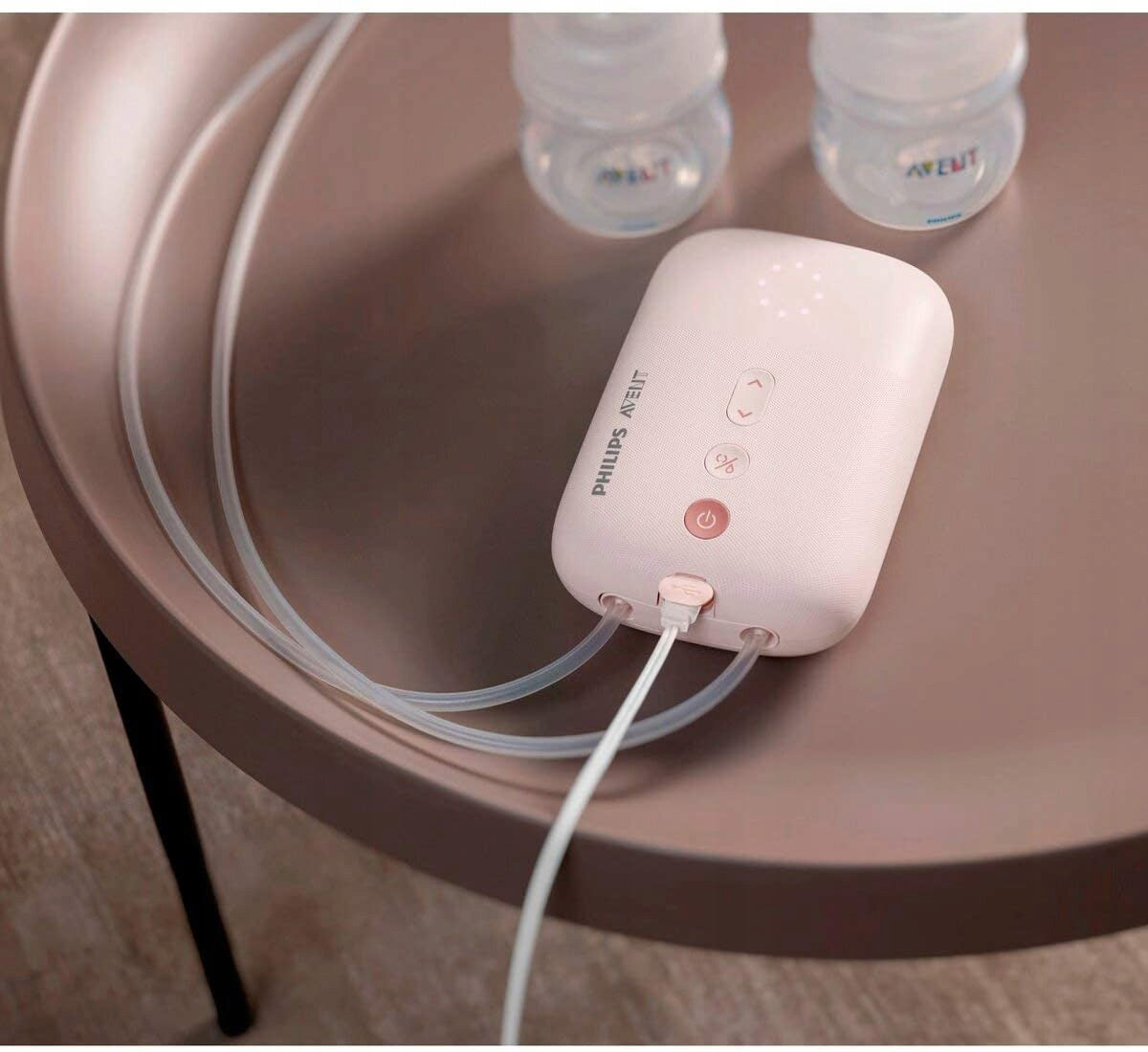 PHILIPS AVENT SCF397/11 podwójny LAKTATOR elektryczny, różowy, z przewodami i butelkami