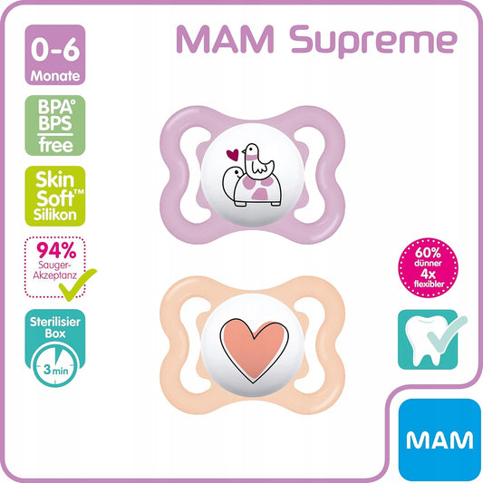 MAM SUPREME smoczek silikonowy 0-6msc x2