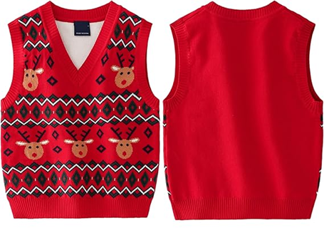 TOTAMMY bawełniany swetr bez rękawów dla dzieci 4-5 lat 120 cm RENIFERY