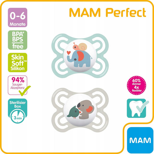 MAM Perfect succhietto calmante x2 0-6 mesi+ box