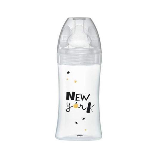 DODIE Sensation+ NEW YORK sklenená fľaša 270 ml 0–6 m cumlík 2 stredný prietok