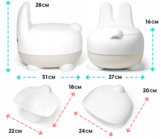 SUPERBE BEBE orinal con cambiador extraíble y tapa de CONEJO