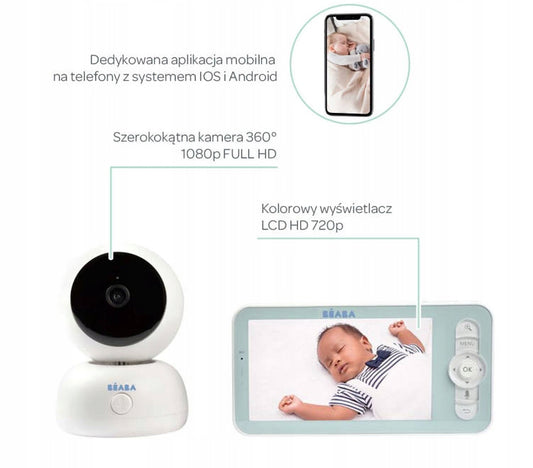 BEABA Zen Premium elektronická pestúnka s kamerou 360° Full HD aplikácia
