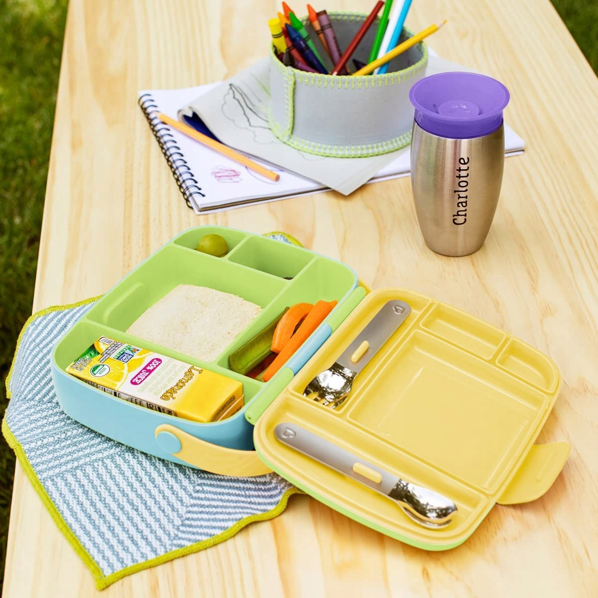 MUNCHKIN Bento Box broodtrommel + bestek, 5 vakken