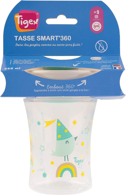 TIGEX Smart Cup vaso antiderrames boquilla 360° 250 ml 9 m+ PÁJARO