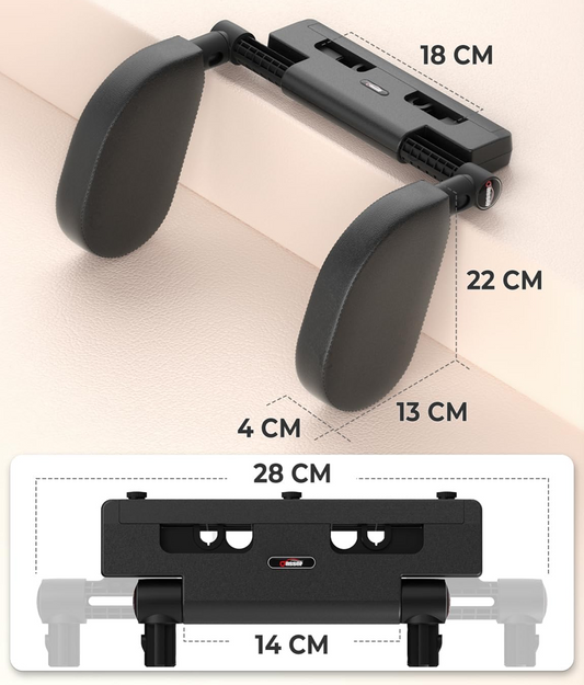 OASSER opierka hlavy do auta s nastavením 14 – 28 cm, otočná o 180 °