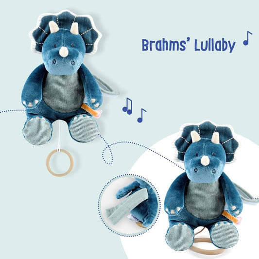 NOUKIE'S plyšová hračka s hracou skrinkou „Brahmsova uspávanka“ TRICERATOPS 20 cm – fotografia produktu 2