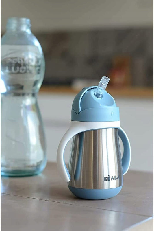 BEABA Trinklernbecher mit Trinkhalm EDELSTAHL 250 ml