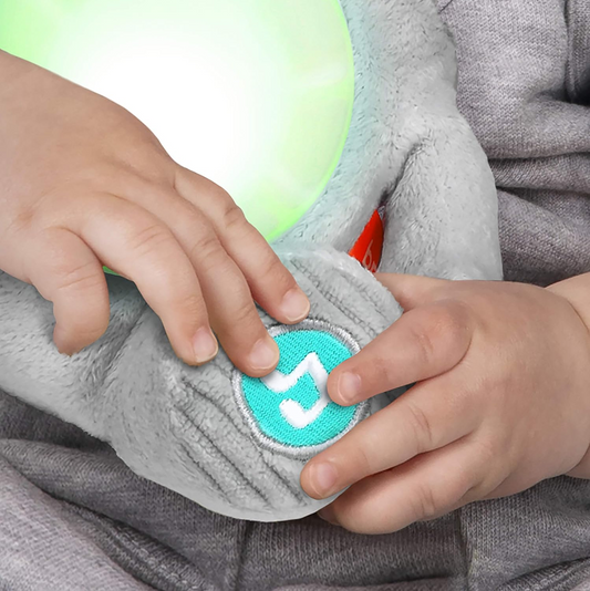 BRIGHT STARTS Huge-a-bye-Baby interaktívny slon s hudbou a svetlami 20 cm