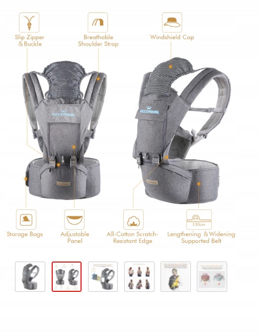 Marsupiu ergonomic ECCOMUM cu centură lombară 6în1