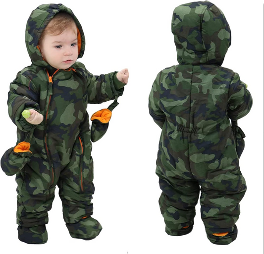 JIAMY zimný overal s kapucňou 12-18 mes. + rukavičky a topánočky