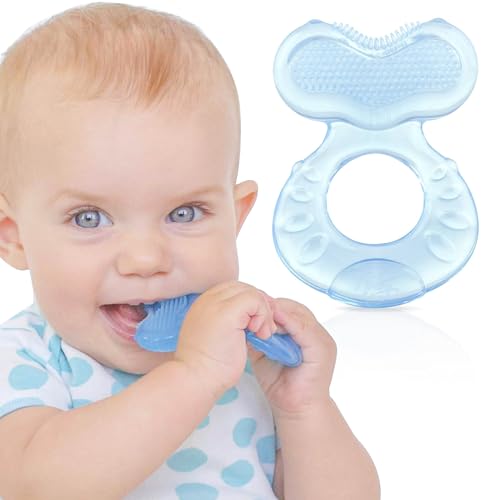 NUBY Teethe-eez silikónové hryzadlo s puzdrom, modré, 3m+