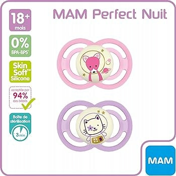MAM Perfect Night πιπίλα x2 18 μηνών+ θήκη