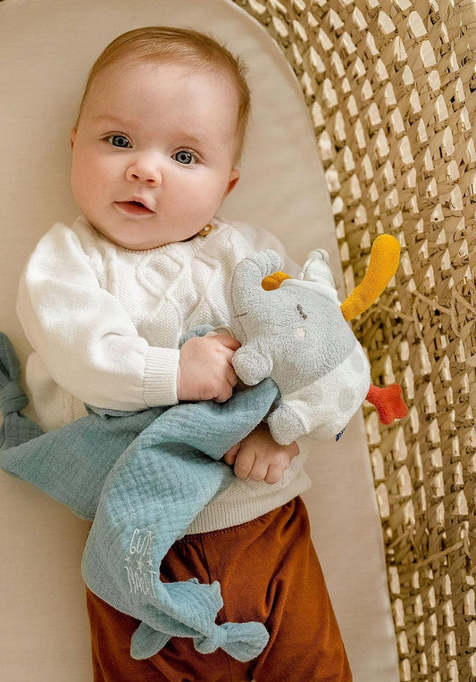 FEHN doudou avec attache-tétine ÉLÉPHANT 42 cm