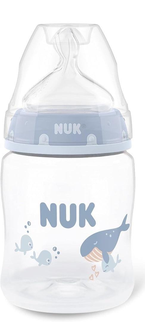 NUK First Choice+ cumisüveg 150 ml S méretű, lassú folyású cumifejjel, 0+