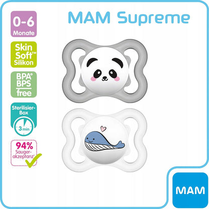 MAM SUPREME silikónový cumlík 0-6 mesiacov x2