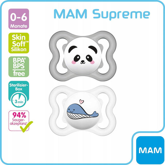 MAM Supreme πιπίλα σιλικόνης 0-6 μηνών x2