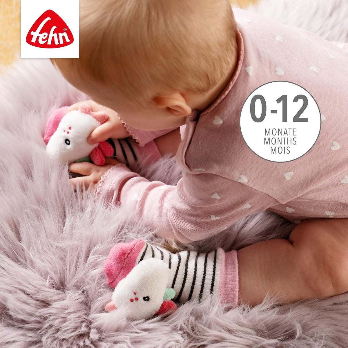FEHN Aiko&Yuki ponožky pre bábätká s hrkálkou 0-12 mes.