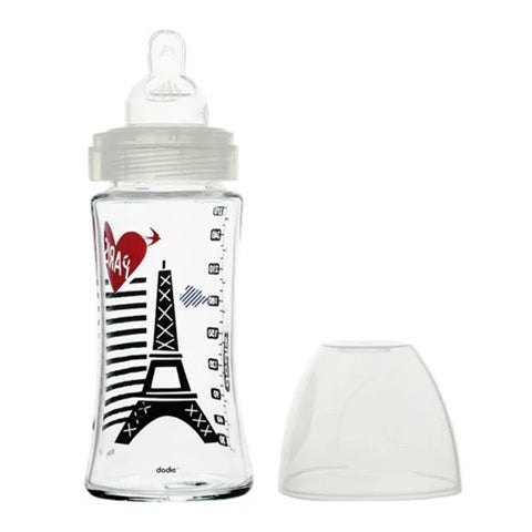 DODIE Sensation+ PARÍŽ sklenená fľaša 270 ml 0–6 m cumlík 2 stredný prietok
