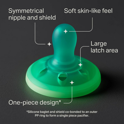 TOMMEE TIPPEE Breast Like upokojujúci cumlík x4 6 – 18 mesiacov SVETIACI