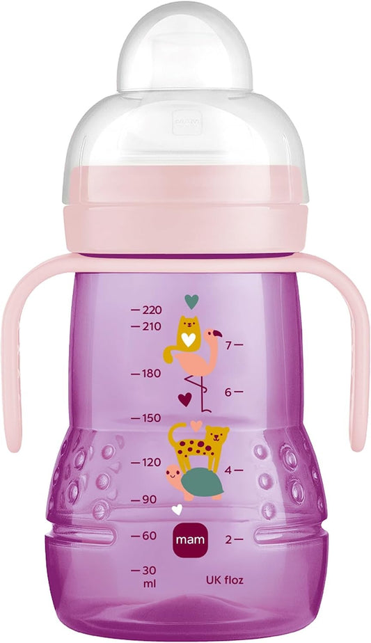 MAM Trainer+ nevytekajúci pohár 220 ml s 2 náustkami, 4 m+