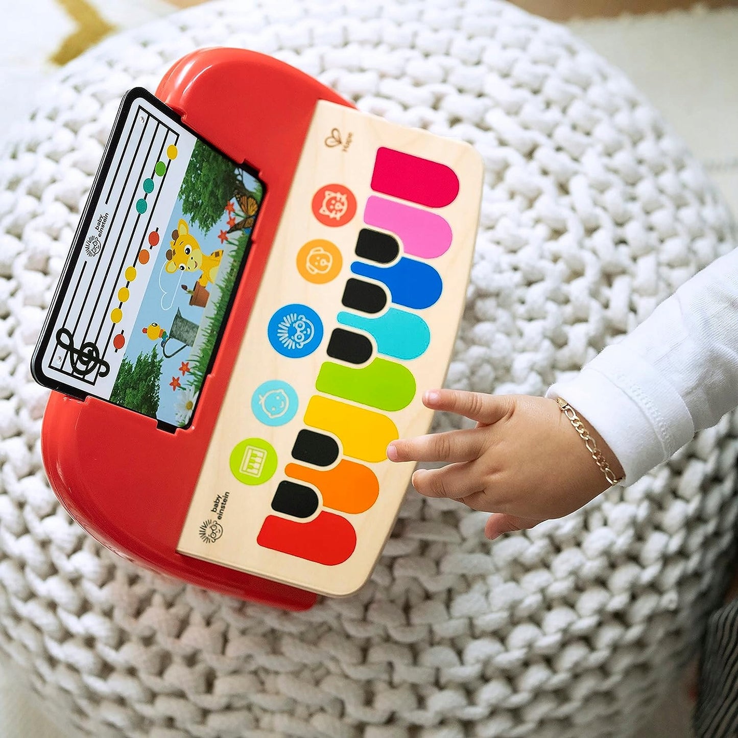 HAPE Cal's First wooden touch piano with musical notes and 6 melodies