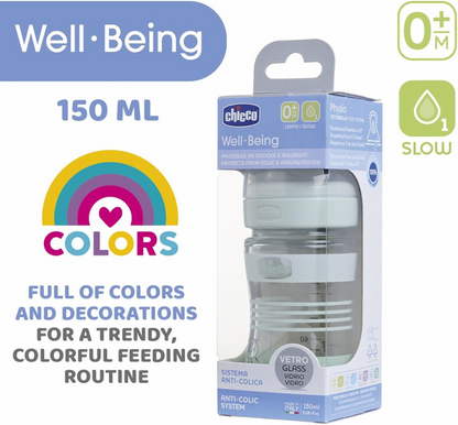 CHICCO fľaša Well Being 0m+ 150ml SKLO