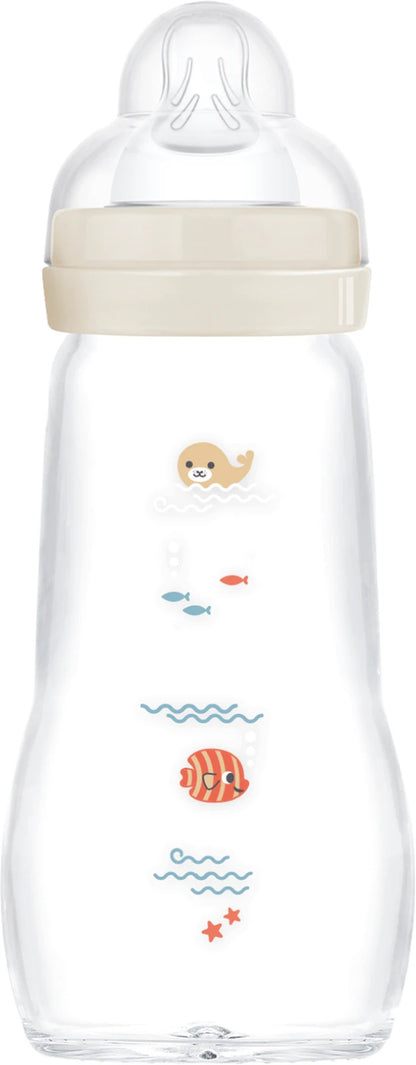 MAM Feel Good sklenená fľaša 260 ml 2 m+ cumlík 2 MORSKÉ TVORY