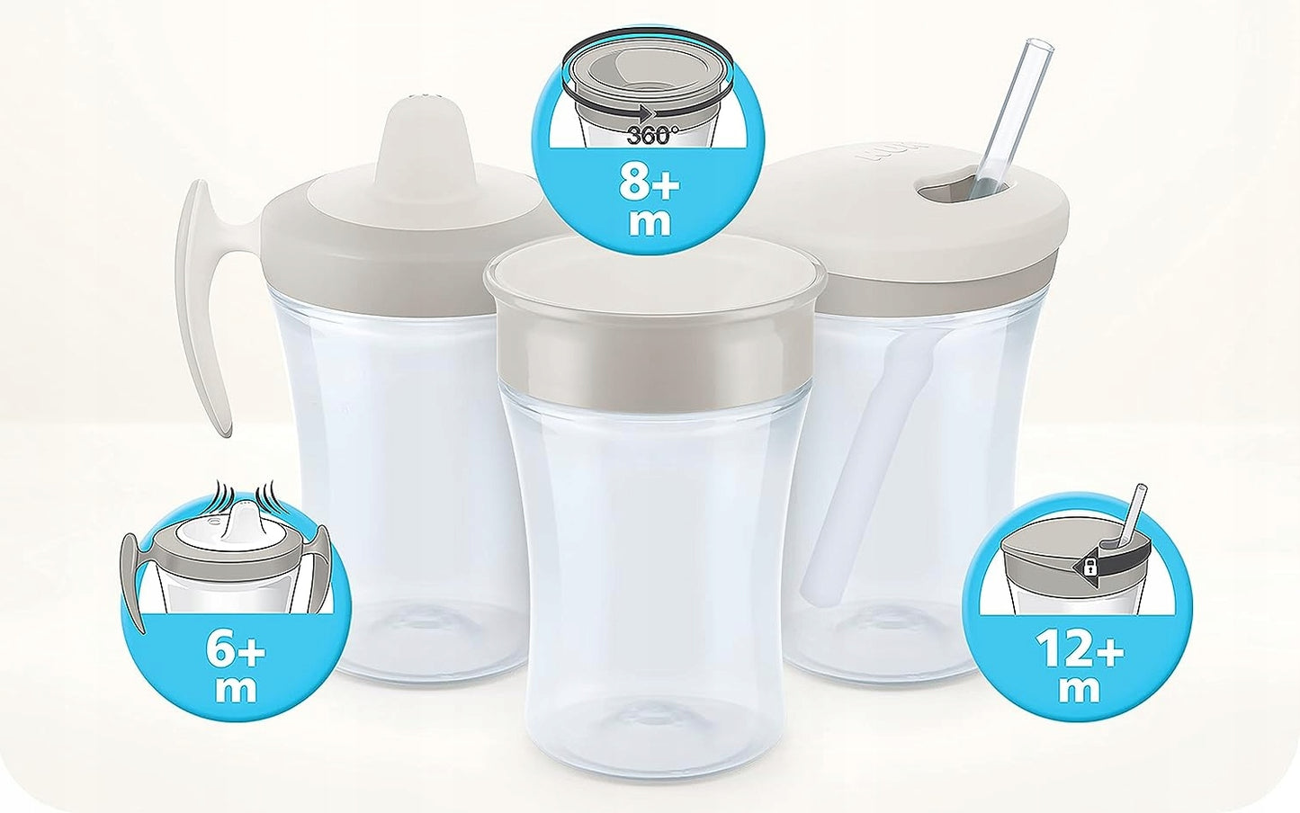 NUK Trainer Cup Cseppmentes pohár, polip, 6 hó+, 230 ml