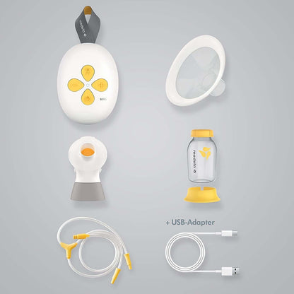 MEDELA SOLO laktator elektryczny 2-fazowy USB, biało-żółty, z akcesoriami i adapterem USB