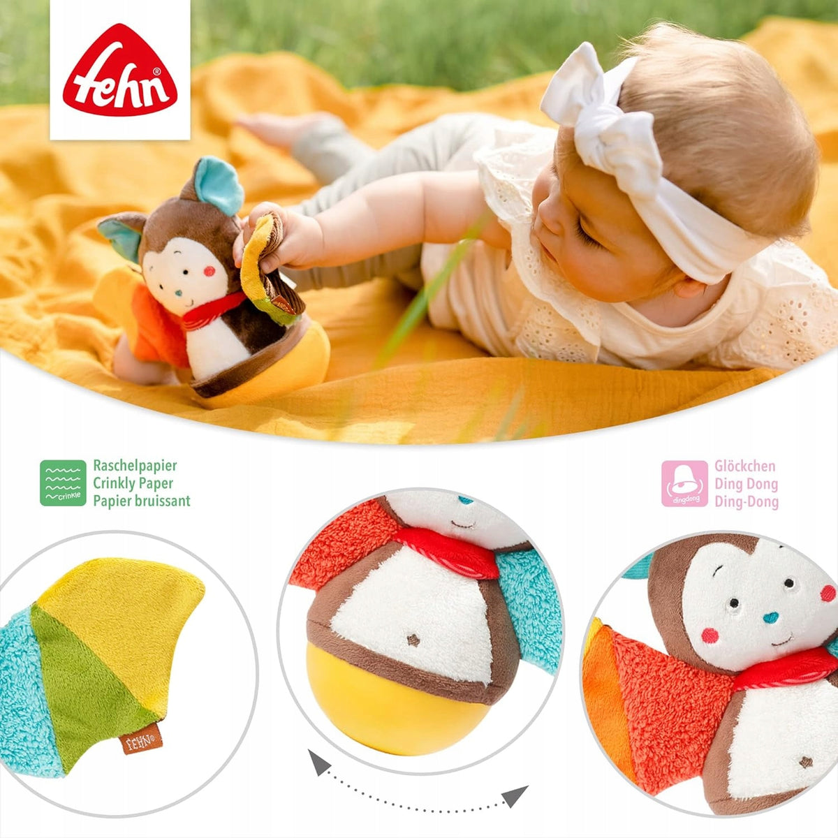 FEHN Netopier stužka 20 cm hrkálka