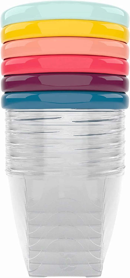 BABYMOOV Babybols pojemniki 6 x 250 ml, przezroczyste pojemniki na żywność dla dziecka w pastelowych kolorach