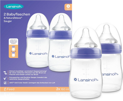 LANSINOH fľaša 160 ml x2 cumlík S 1 mesiac+
