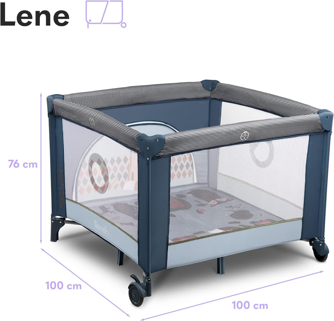 LIONELO FIE cestovná postieľka ohrádka 100 × 100 cm DO 15 KG