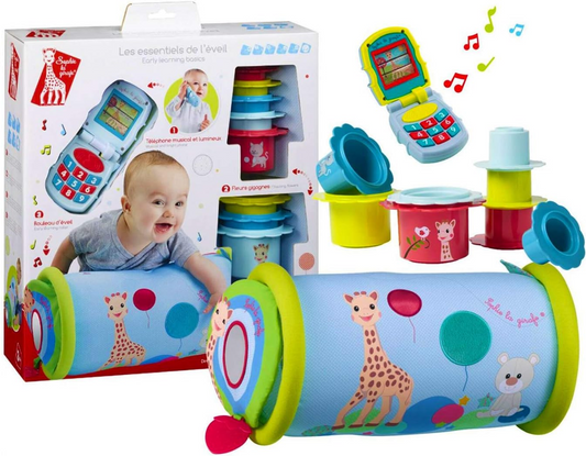 SOPHIE LA GIRAFE coffret cadeau rouleau téléphone gobelets 10 pièces