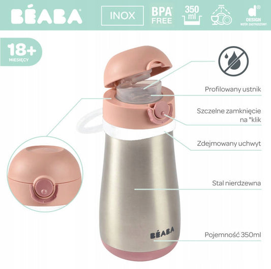 BEABA stalowy bidon termiczny termobutelka 350 ml