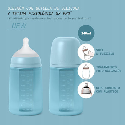 SUAVINEX Selection Silicone bottle 240 ml with SX PRO Anti-Colic symmetrical teat
