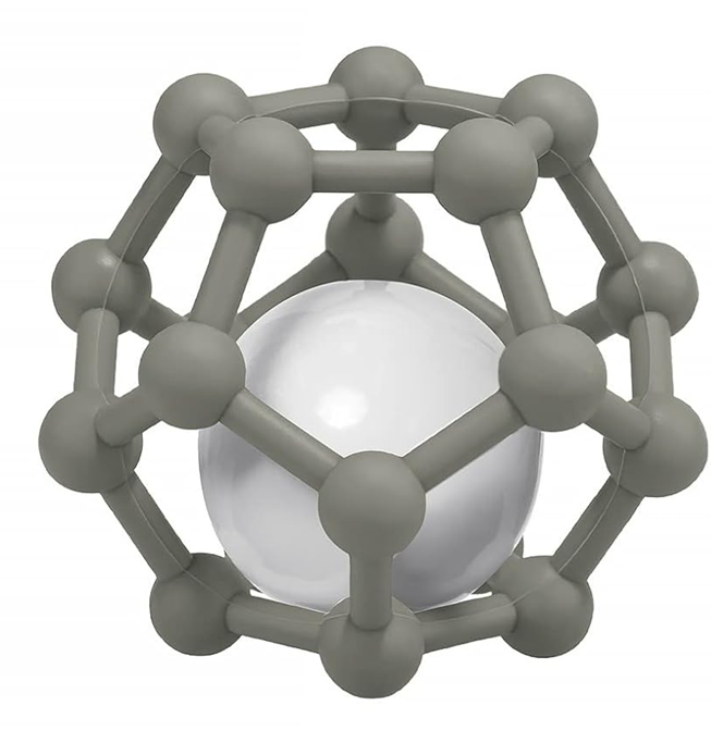 MCGMITT Teether Ball silikónové hryzadlo s hrkálkou 8,5 x 10 cm