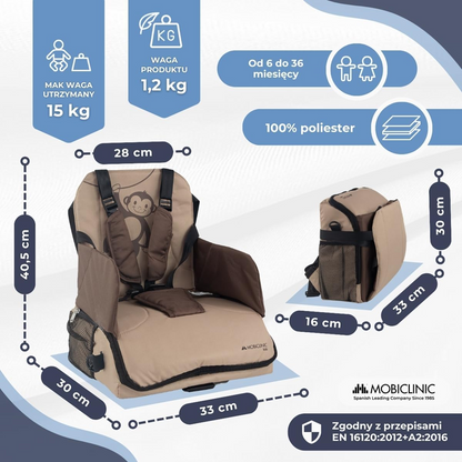 MOBICLINIC Monkey turistická stolička na kŕmenie, podsedák