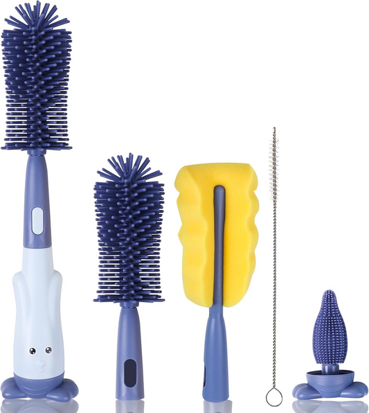 ABIRDON 3v1 silikónové kefky na čistenie fliaš, cumlíkov a slamiek 28cm
